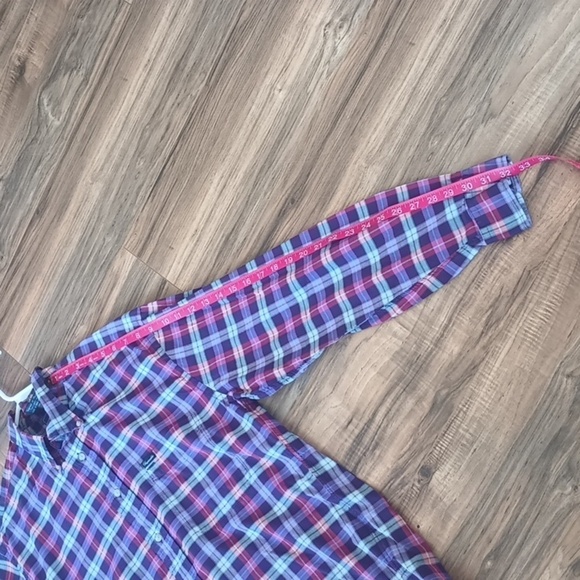 Faconnable cotton long sleeve button down purple plaid shirt size M - Picture 7 of 7